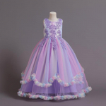 Teismelise vanaaegne pruutneitsi laste &otilde;htukleit t&uuml;drukutele lastele kost&uuml;&uuml;m, t&uuml;ll, valge peokleit, printsessi t&uuml;drukute peokleit, pulmakleit 170cm lilla