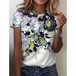 Suvelilled, lillelised 3D-prindiga T-s&auml;rgid Naiste t&auml;navar&otilde;ivad vaba kaelusega T-s&auml;rk Y2k Harajuku Suurem&otilde;&otilde;tmelised Y2K Top T-s&auml;rgid Naiste r&otilde;ivad S