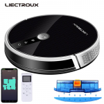 LIECTROUX C30B robottolmuimeja AI kaardi marsruut, m&auml;lu, super nutikas vahesein, WiFi rakendus, 6000 Pa imemine, elektriline veepaak, m&auml;rg mop must