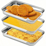 Paneerimisn&otilde;ude komplekt, 3 tk, paneerimisn&otilde;ud toiduvalmistamiseks, roostevabast terasest paneerimispannide komplekt liha, kana, kala marineerimiseks, toiduvalmistusn&otilde;ud