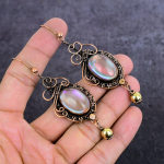 Mystic Pink Topaz Handmade Copper Wire Wrap Jewelry Earring 3.35 a8a50