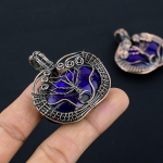 Tree Of Life Blue Labradorite Handmade Copper Wire Wrap Pendant 2 q8h11
