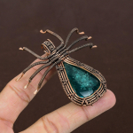 Blue Baltic Amber Handmade Copper Wire Wrap Spider Pendant 2.56 g4z19