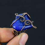 Lapis Lazuli Handmade Copper Wire Wrap Jewelry Ring Size 4 j2l81