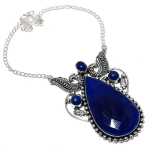 Sapphire(Simulated) Lapis Gemstone 925 Sterling Silver Necklace 18 l8l53