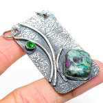 Ruby in Fuchsite, Diopside Ethnic 925 Sterling Silver Jewelry Pendant 2.44 N3B65