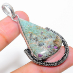 Ruby in Fuchsite Ethnic Handmade 925 Sterling Silver Jewelry Pendant 2.21 p4W26
