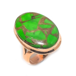 Copper Green Turquoise Handmade Copper Jewelry Ring Size 9 m1z24