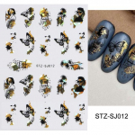 3D s&uuml;gisene k&uuml;&uuml;nekleebised, kuldsed lehed puuvillased lilled, &uuml;lekandekleebised k&uuml;&uuml;ntele liimivad liugurid, manik&uuml;&uuml;r 2023. aasta s&uuml;giskaunistused TRSTZ-SJ STZ-SJ012