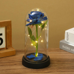 Artificial Flowers LED Red Rose Creative Valentine's Day Mother's Day Gift Rose Light Foil Flower in Cover with Stand Light L