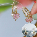 1 paar Temperamendiga k&otilde;rvar&otilde;ngad Lilla tsirkoon Neljaleheline lill P&auml;rl K&otilde;rvaklamber Naistele Kerge Luksus K&otilde;rvatarvikud roosa