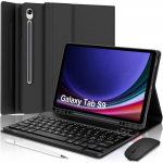 Klaviatuurikate - &uuml;hilduv Samsung Galaxy Tab S9-ga - PU-nahk - AZERTY klaviatuur - juhtmevaba hiir
