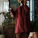 Johnature linase tr&uuml;kiga vintage naiste mantlid Hiina stiilis kevadised t&auml;isvarrukad lahtised retro O-kaelusega puuvillased soojad parkmantlid One Size