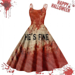 Naiste vabaaja Halloweeni prindiga traksidega vintage kleit S safran