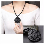 Naturaalne must obsidiaan k&auml;sitsi nikerdatud Hiina draakon Phoenix Bird amulett Bagua kaelakee naistele meestele &otilde;nne maskott amuleti ripats