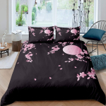 Jaapani tekikottide komplekt, &Otilde;itseva sakura puu oks Kirsipuu &otilde;ied Kevadeteema Kunst Jaapan Voodipesu komplekt T&auml;issuurus EU single(135x200cm) gray