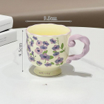 K&otilde;rge v&auml;limusega lilleline ja k&otilde;rge jalaga keraamiline tass majapidamises joogitassiks, pastoraalne retro paariveeklaas, kontori kohvitass 401-500ml