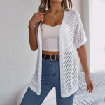 Naiste mood vabaaja &otilde;&otilde;nsate l&uuml;hikeste varrukatega kootud puhkuse p&auml;ikesekaitses&auml;rk &uuml;hev&auml;rviline kardiganjakk L