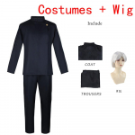 Anime Jujutsu Kaisen Gojo Satoru Cosplay Gojo Kost&uuml;&uuml;m Keskkoolivormid Sinine &Uuml;likond Halloween Rollim&auml;ng Valge Parukas Ripsmed M tumesinine v&auml;rv/hall