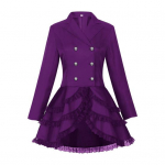 Naiste kaherealine viktoriaanlik steampunk bleiser-mantel gooti frakk sabaga jakk pits&auml;&auml;risega Halloweeni pulma&uuml;htne kost&uuml;&uuml;m 2XL lilla