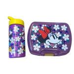 Set Repas Enfant Minnie avec Bo&icirc;te &agrave; Gouter et Gourde 420ml Plastique violet pour Ecole et Sortie
