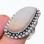 Natural Orange Aventurine Gemstone 925 Sterling Silver Jewelry Ring Size 8 k6y07