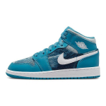 Air Jordan 1 Mid GS Washed Denim laste tossud sinised hollandi-sinised valged DM8951-400 36.5