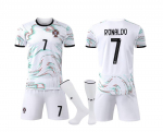 Portugal Kodu Valge Nr. 7 Ronaldo jalgpallis&auml;rk, suurused 14-3XL lastele ja t&auml;iskasvanutele 155 (Size 28)