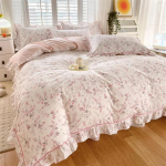 Printsessistiilis volangidega 100% puuvillast voodipesukomplekt v&otilde;i &uuml;ksikud tekikotid, lilleline pehme tekikott, puuvillane armas tekkekate 150x200cm only 1 Pcs