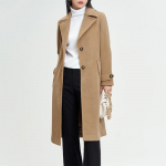 Women's Lapel Mid-Length Wool Blend Coat L