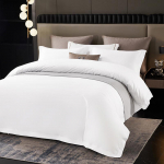 Luksuslik 4-osaline t&auml;ispuuvillane voodipesukomplekt hotellikvaliteedis: Tekikott, Voodilina, Padjap&uuml;&uuml;rid, Puhtvalge satiinviimistlus Duvet Cover 160x210cm (Fits 150x200cm Core)