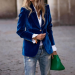 YYFS Naiste Mood Vabaaja &Uuml;hev&auml;rviline Tr&uuml;kiga S&uuml;gis-Talv Pikkade Varrukatega POLO Kaelusega Joped ja Mantlid XXL tumesinine v&auml;rv