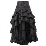 Naiste as&uuml;mmeetriline volang&auml;&auml;rega gooti pikk seelik vintage steampunk peokleit XXXL must