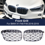 Auto esikaitseraua iluv&otilde;re Teemant Racing Grille Meteor stiilis BMW X1 F48 F49 2016 2017 2018 jaoks Meteor stiilis iluv&otilde;red Auto Black And Silver