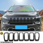 7pcs Car Front Grille erts Grill Frame Trim for Jeep Cherokee 2014-2018 Black