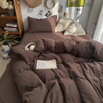 Voodipesu Komplekt Ins Atmosf&auml;&auml;r Sinine Kohviruuduline Segatud Pesetud Puuvillaga Minimalistlik Neljaosaline Komplekt Linalaud L&otilde;&otilde;tsakate Flat Bed Sheet&150x200 3pcs pruun