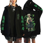 Anime Demon Slayer Tuule Hashira Shinazugawa Sanemi Merch T&otilde;mblukuga Huppar Mehed Naised R&otilde;ivad Multikas Vabaaja &Uuml;le suuruse T&otilde;mblukuga Jakk XS must