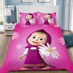 Masha ja Karu 3D-prinditud tekikott padjap&uuml;&uuml;r Voodipesukomplekt &Uuml;heinimese T&auml;iskasvanu Queen King Magamistoa Dekooriks AU Single 140x210cm