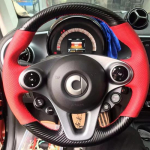 Hand-stitch red Leather Carbon Fiber car Steering Wheel Cover For Mercedes Benz Smart Fortwo Forfour 2009- car parts style 1
