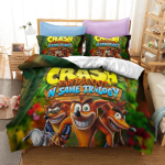 3D-prinditud Crash Bandicoot Voodipesukomplekt M&auml;ngukoomiks Tekikate Kahekohaline &Uuml;hekohaline T&auml;is Suur Queen King T&auml;iskasvanud Lapsed Voodipesu Tekikate EU Single(135*200cm)3pcs black