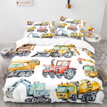Koomiksitraktori tekikott akvarellstiilis ekskavaatorile lastele, teismeliste masinate buldooseri tekikott, magamistuba mugav AU Single(140*210cm)3pcs gray