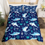 Teismeliste Haimustriga Tekikate Merielu Mustriga Voodipesukomplekt Lastele Poistele T&uuml;drukutele T&auml;iskasvanutele Delfiini Vaala Tekikate Twin Queen Suuruses EU Single(135*200cm)3pcs