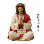 Jeesuse Kristuse kuju K&auml;sit&ouml;&ouml;na maalitud Religioosne Vaikskulptuur Jeesus Vaikne Lauanaaber Kujuke Voodikapi Laua Korteri jaoks kollane
