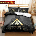 Moodne m&auml;ng A-Assassins Creed Voodipesukomplekt Tr&uuml;kitud Voodikomplekt Padjap&uuml;&uuml;ri ja Tekikotiga Pehme &Uuml;he- Kahe- Queen- Super Kingi Suurusega 150*200cm 3pcs