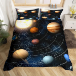 Kosmose teemaline voodipesukomplekt Galaktika v&auml;lisruum Tekikottide komplekt T&auml;is Kuninganna Poistele T&uuml;drukutele Maa Planeedid Kuu T&auml;hed Tekikate EU Single(135*200cm)3pcs