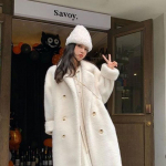 S&uuml;gis- ja talvine paks pikk &uuml;likond, krae imitatsioon naaritsa karusnahast, integreeritud karusnaha keskkonnas&otilde;braliku kasukaga XXL elevandiluuvalge