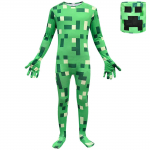 Laste poiste t&uuml;drukute Creeper pikad varrukad kombinesoon mask peakatted komplektid Halloweeni cosplay kost&uuml;&uuml;mid rollim&auml;ngu riietus 120cm roheline