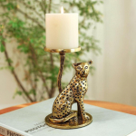 Alumiinium messingviimistlusega Jaguar sammas k&uuml;&uuml;nlajalaga kuju kodu kaunistamiseks | Lauapealne pilkup&uuml;&uuml;dev ese Diwali Navratri kaunistuseks | Kingitus
