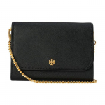 Tory Burch Emerson metallist logo ketiga &otilde;larihmaga v&auml;ike nahast ja nahast crossbody kott Naiste crossbody kott Must 136093-001 Shopping Bag Set(Basic Set+Shopping Bag)