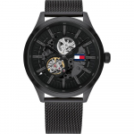 Tommy Hilfiger Spencer Must sihver Must Milanese rihm Meeste automaatne kell 1791644 must